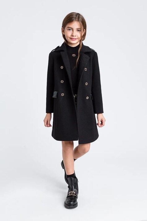 Twinset płaszcz dziecięcy kolor czarny 252GJ2150