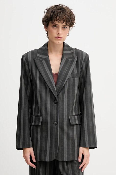 Mos Mosh sacou ELVY culoarea gri, un singur rând de nasturi, cu imprimeu, 173870