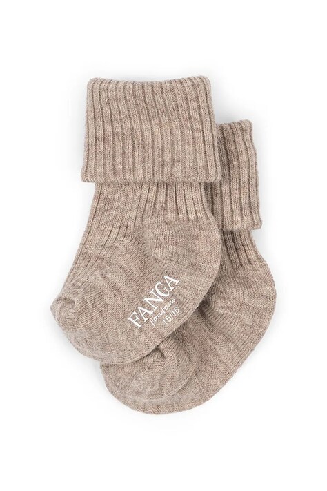 Fanga Fontana skarpetki wełniane LANA LIGHT KNITTED SOCKS kolor beżowy FA100053