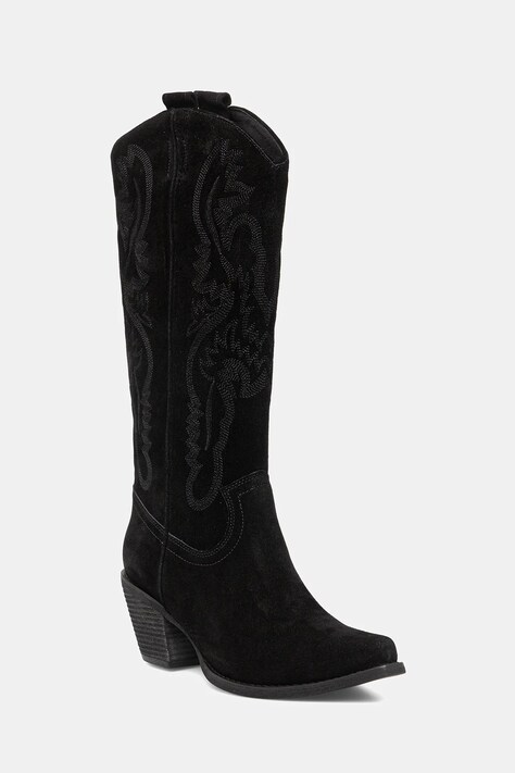 Semišové kovbojské boty Jeffrey Campbell RANCHER-K černá barva, na podpatku, 52236-L10