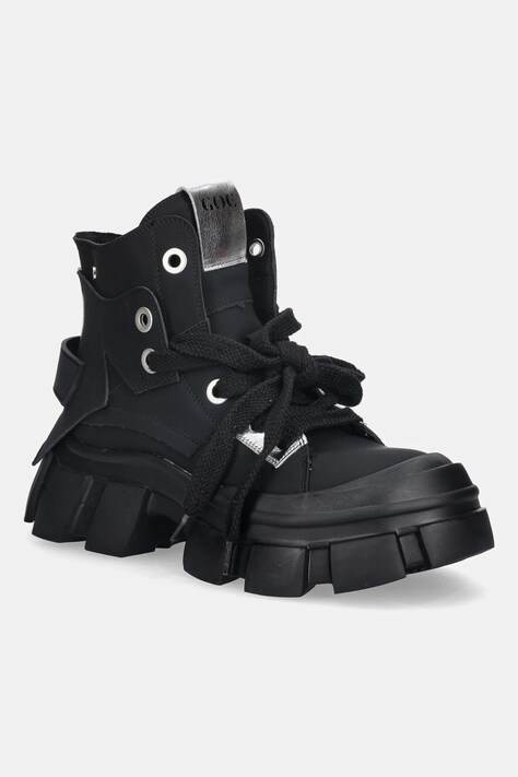 GOE workery skórzane damskie kolor czarny na platformie SS2N4054 BLACK