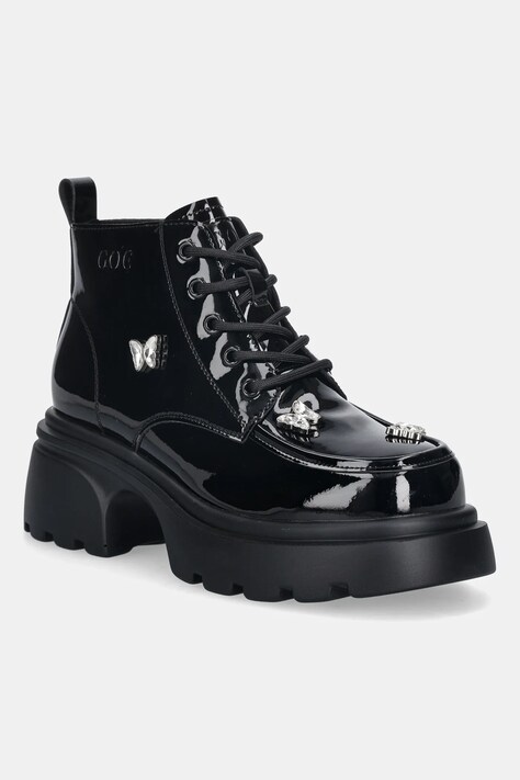 GOE botki skórzane damskie kolor czarny na słupku SS2N4102 BLACK