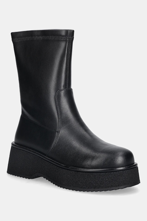 Kožené členkové topánky GOE čierna farba, na platforme, jemne zateplené, SS2N4142 BLACK