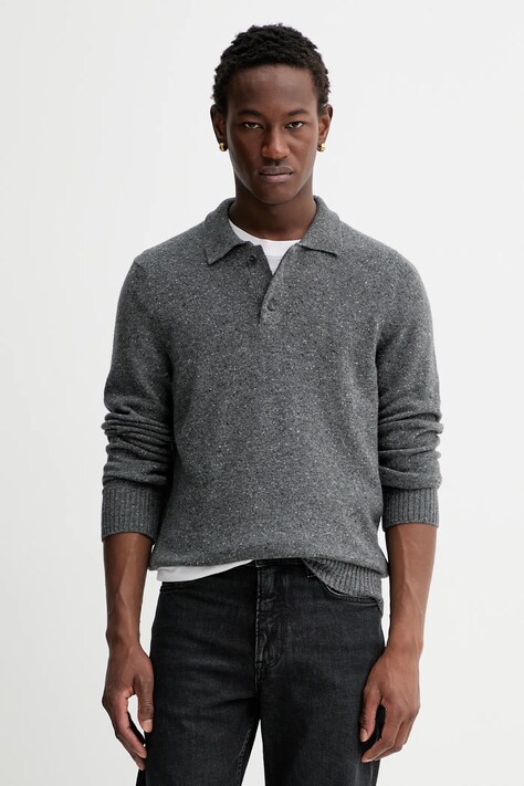 Marc O'Polo sweter z dodatkiem wełny męski kolor szary lekki 530506660390