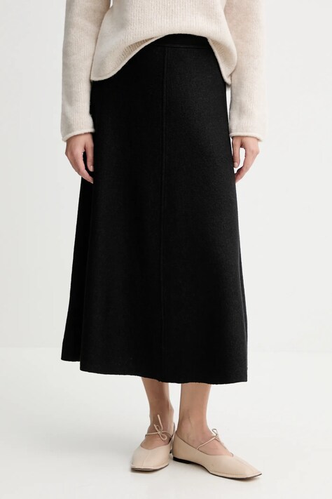 Marc O'Polo fustă cu lână culoarea negru, midi, evazați, 510607720127