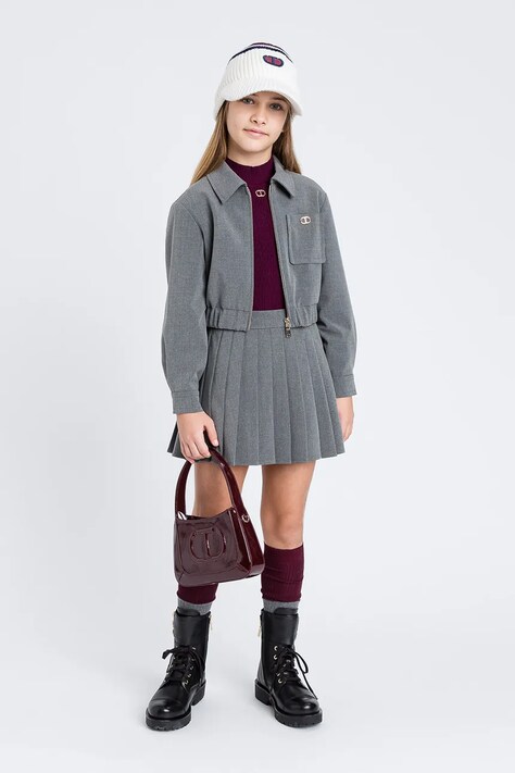 Dětská sukně Twinset šedá barva, mini, áčková, 252GJ2271