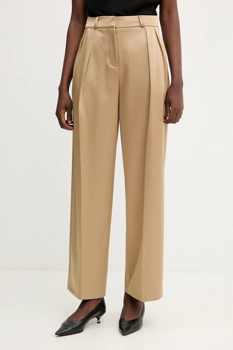 Liviana Conti pantaloni culoarea verde, lat, high waist, F5WS80