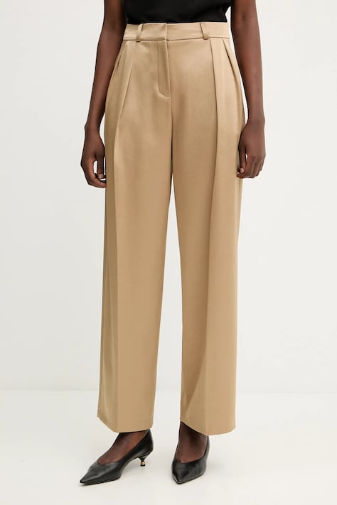 Liviana Conti pantaloni culoarea verde, lat, high waist, F5WS80