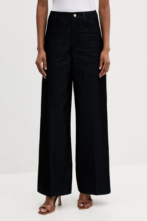 Silvian Heach spodnie sztruksowe ARBILLA damskie kolor granatowy proste high waist GPA25346PA