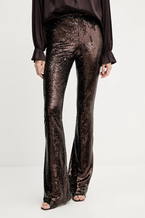 Silvian Heach pantaloni FUNZAM culoarea maro, evazați, high waist, GPA25522PA