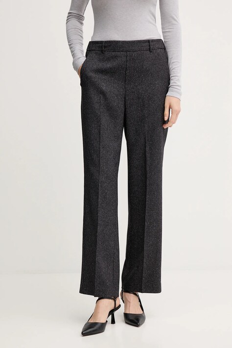 Hlače Mos Mosh BAI boja: crna, ravna, visoki struk, 173860