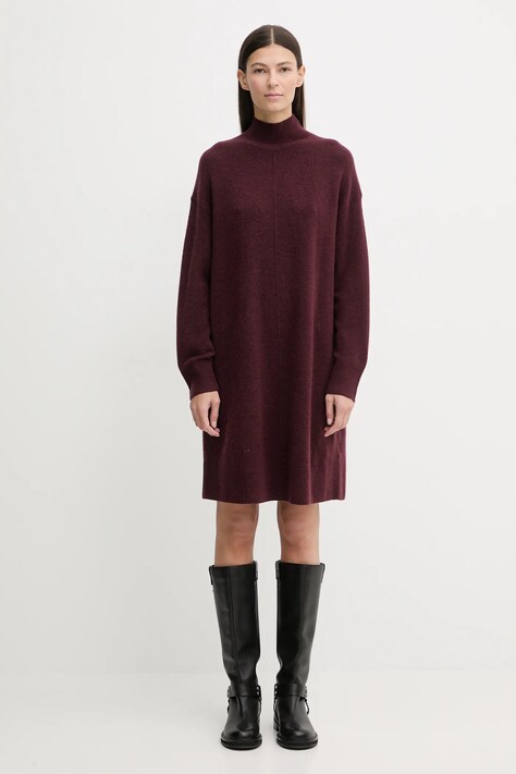 Marc O'Polo sukienka z dodatkiem wełny kolor bordowy mini oversize 5000007471
