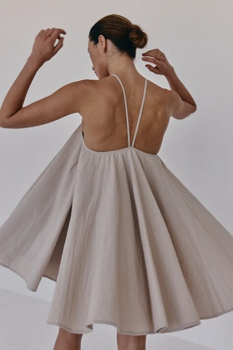 Muuv. sukienka letnia bawełniana PLAINS beżowa gładka