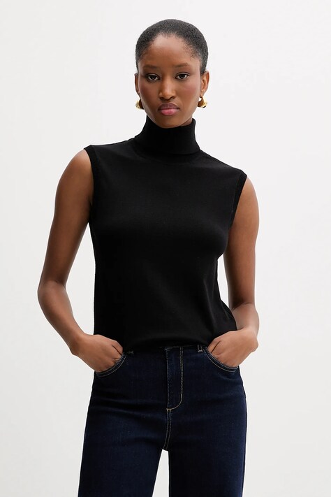Silvian Heach vestă WARMI culoarea negru, light, cu guler, GPA25037LU
