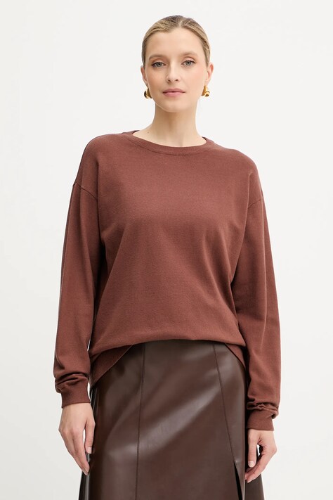 Silvian Heach sweter BENITEZ damski kolor brązowy GPA25553MA