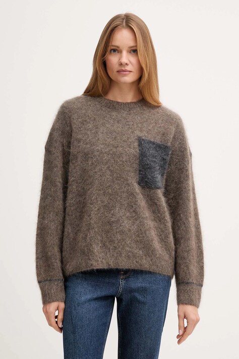 Mos Mosh sweter z dodatkiem wełny ALILA damski kolor brązowy 173800