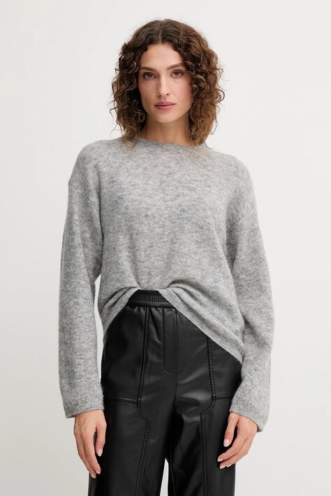 Mos Mosh sweter z wełną MAPE damski kolor szary lekki 173310