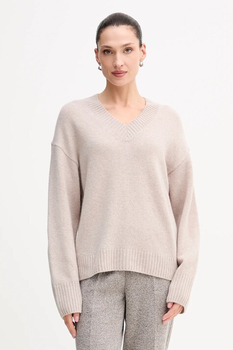 Marc O'Polo sweter z dodatkiem wełny damski kolor beżowy 510609060235