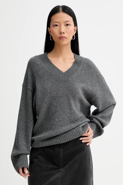 Marc O'Polo sweter z dodatkiem wełny damski kolor szary 510609060235