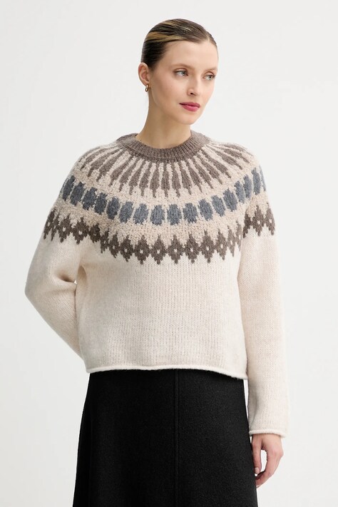 Marc O'Polo sweter z dodatkiem wełny damski kolor beżowy ciepły 510610260225