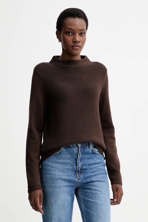 Marc O'Polo sweter bawełniany damski kolor brązowy z półgolfem 511605960419