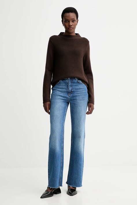 Marc O'Polo sweter bawełniany damski kolor brązowy z półgolfem 511605960419