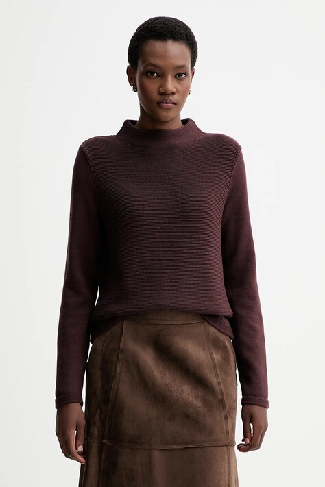 Marc O'Polo sweter bawełniany damski kolor brązowy z półgolfem 511605960419