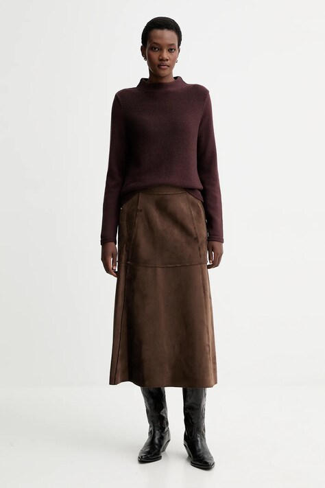 Marc O'Polo sweter bawełniany damski kolor brązowy z półgolfem 511605960419