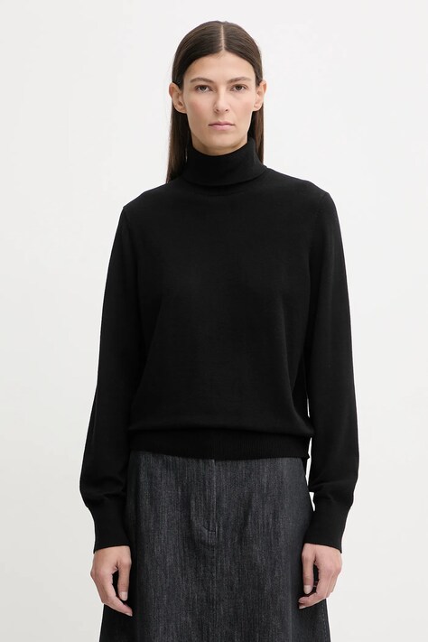 Marc O'Polo sweter damski kolor czarny lekki z golfem 5000007462