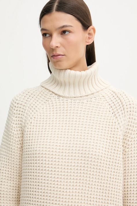 Marc O'Polo pulover culoarea bej, călduros, cu guler, 5000007659