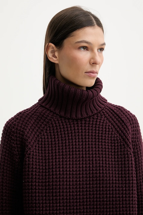 Marc O'Polo pulover culoarea bordo, călduros, cu guler, 5000007659