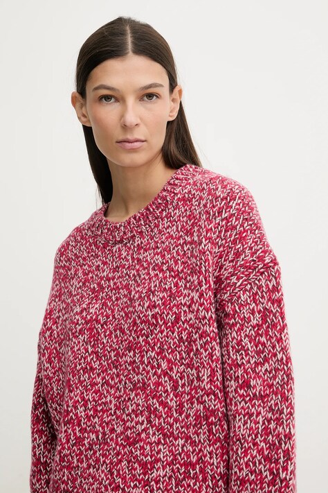 Marc O'Polo sweter z dodatkiem wełny damski kolor czerwony ciepły 5000007891