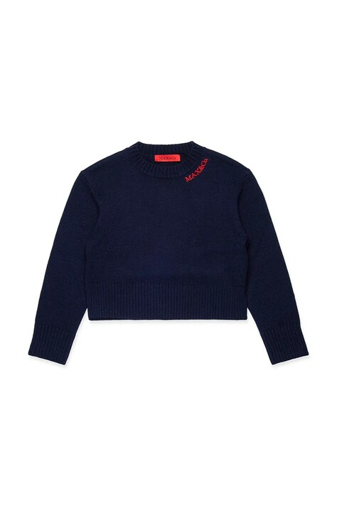 MAX&Co. sweter z wełną dziecięcy MAXK18F KNITWEAR kolor granatowy MX0251
