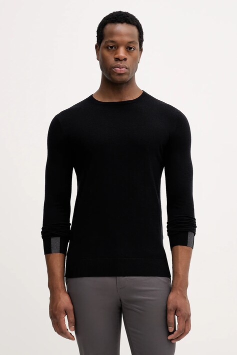 Mos Mosh sweter z wełną ADAM kolor czarny lekki 503341