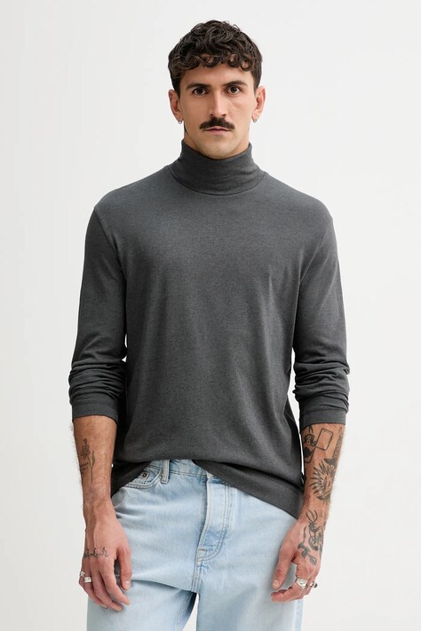 Marc O'Polo longsleeve z dodatkiem wełny kolor szary gładki 530203252088
