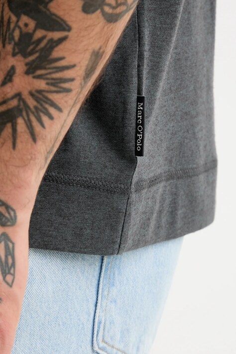 Marc O'Polo longsleeve z dodatkiem wełny kolor szary gładki 530203252088