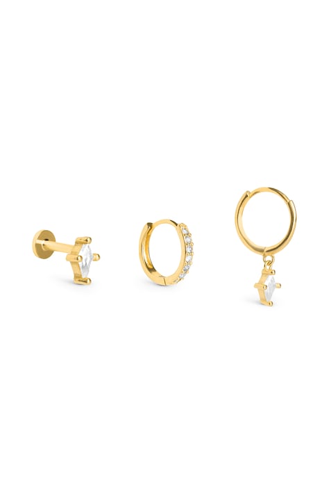 ANIA KRUK Set di orecchini da donna argento placato oro zirconia ROCK IT SRUKC3782Z