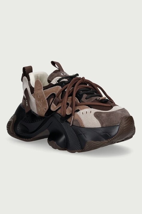 Goe Sneakersy damskie brązowe na platformie UU2N4908 BROWN