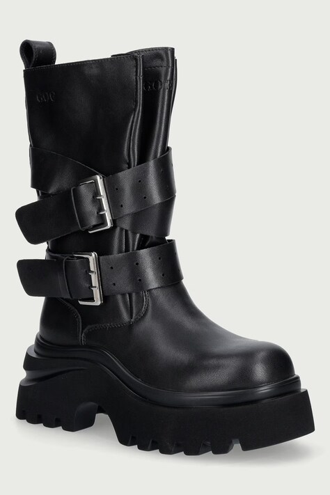 Goe Botki damskie skórzane czarne UU2N4107 BLACK