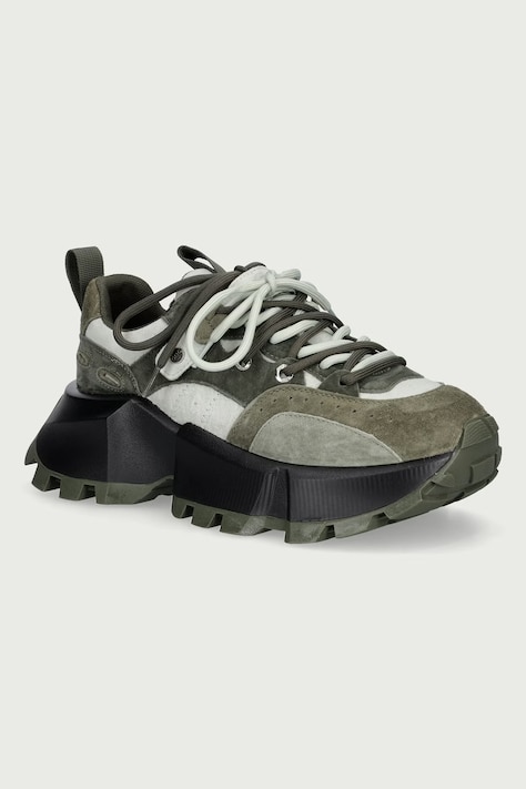 Goe Sneakersy damskie zamszowe zielone na platformie UU2N4015 GREEN
