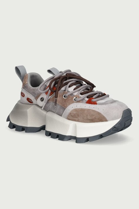 Goe Sneakersy damskie zamszowe szare na platformie UU2N4014 GREY