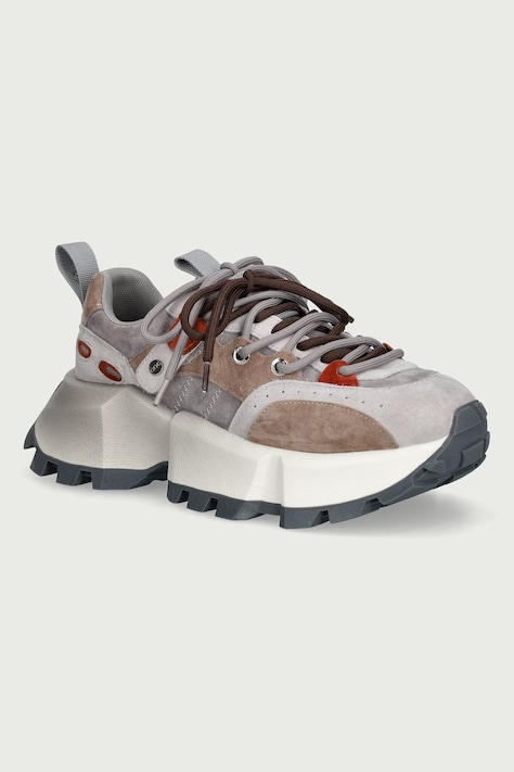 Goe Sneakersy damskie zamszowe szare na platformie UU2N4014 GREY