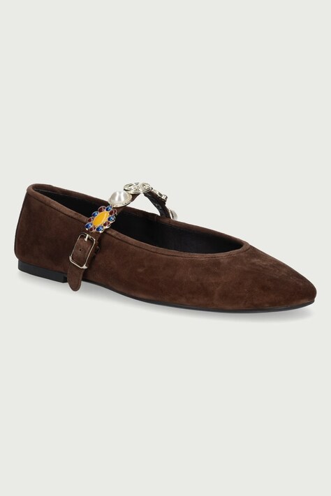 Jeffrey Campbell Baleriny nubukowe Amarissa brązowe JC-1667-2-13