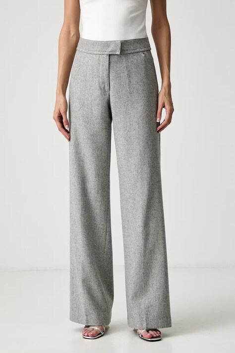 Silvian Heach spodnie damskie z wełną KADIR szare high waist GPA26198PA