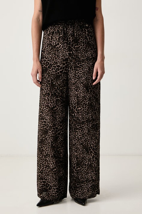 Silvian Heach Spodnie damskie z wiskozy SHELLAR brązowe high waist GPA26469PA