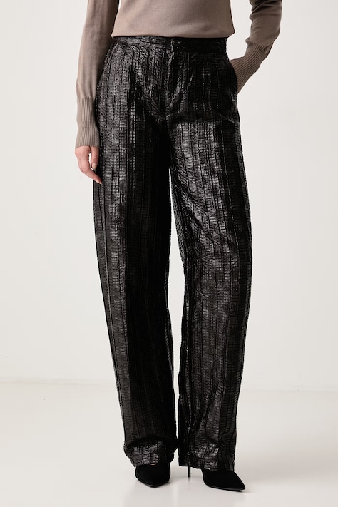 Silvian Heach Spodnie damskie z imitacji skóry FALVIS brązowe high waist GPA26556PA