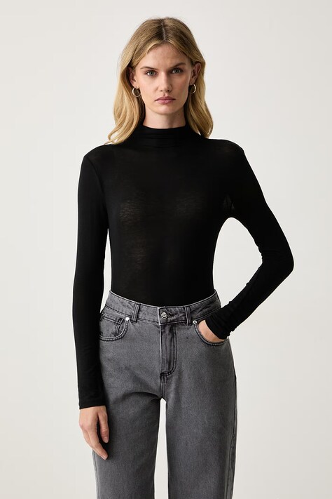 Silvian Heach Longsleeve damski z wiskozy ALFA czarny GPA26147LU
