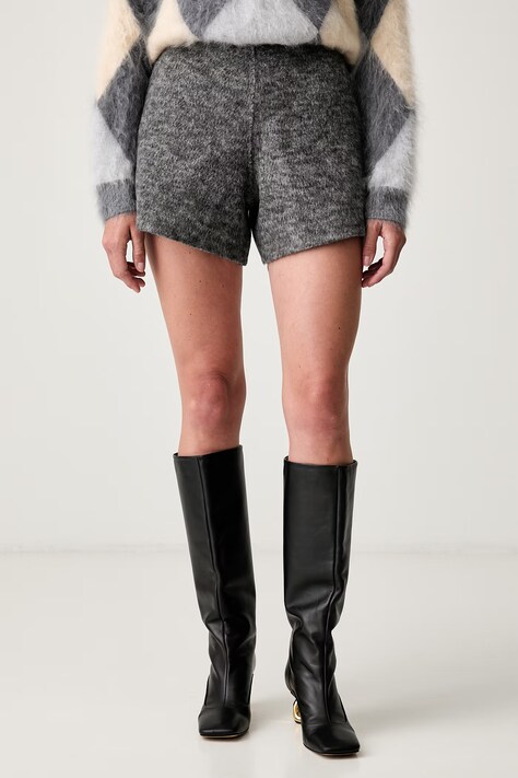 Silvian Heach szorty damskie z wełną MATTUS szare high waist GPA26151SH