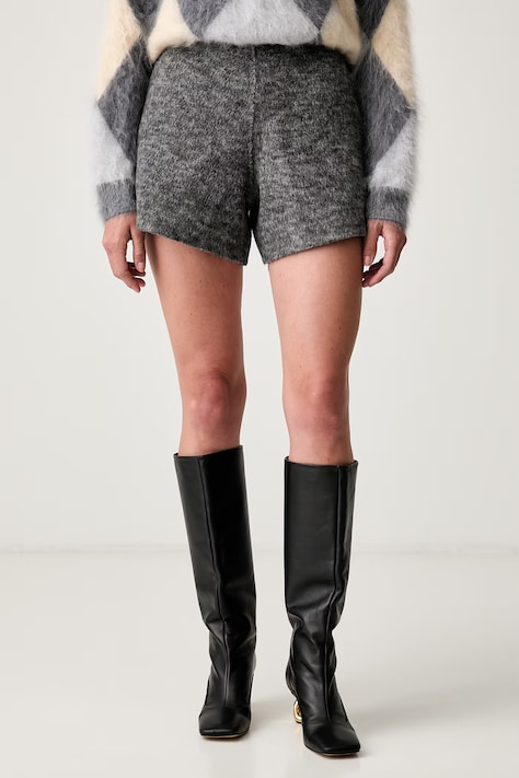 Silvian Heach szorty damskie z wełną MATTUS szare high waist GPA26151SH