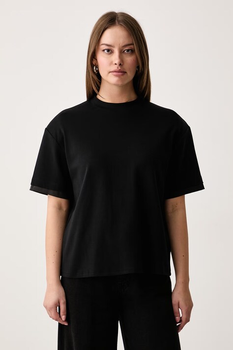 Silvian Heach T-shirt damski z bawełną JALUAN czarny GPA26120TS